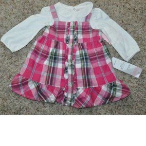 *Sun Dress & Bodysuit Chaps 6 months Pink White 2 Pc Sleeveless Summer Girls